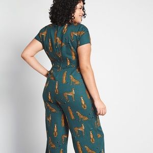 Tiger-Print Wide Leg Jumpsuit
